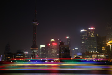 Shanghai Pudong China at night time exposure