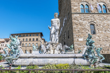 Obraz premium The Fountain of Neptune by Ammannati in Florence, Italy