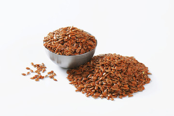 Bowl of whole brown flax seeds