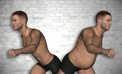 Obraz premium Human man slim and fat concept