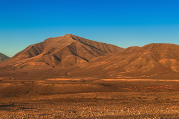 Desert Mountain,Barren with Clear Blue Sky