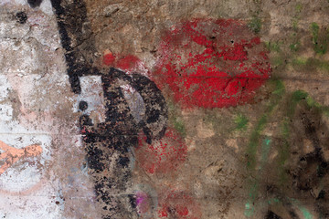 texture of plaster and cement in the form of graffiti in differe