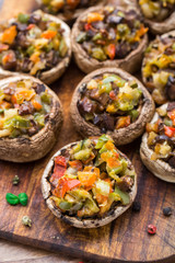 Portobello mushrooms stuffed with vegetables