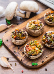Portobello mushrooms stuffed with vegetables