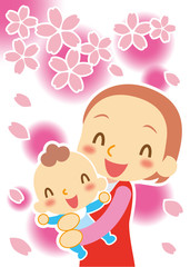 春　赤ちゃんとママ
