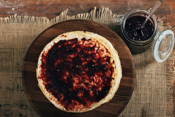 Homemade pancakes on a plate.