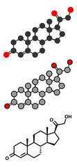 Deoxycorticosterone (DOC) mineralocorticoid hormone molecule. 