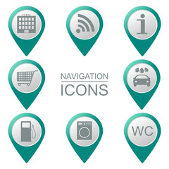 Navigation icons. Service industries. Volumetric. Vector