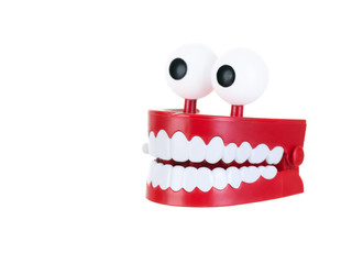 Chattering teeth on a white background
