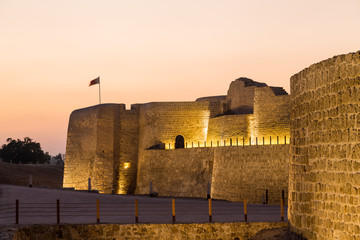 Old Bahrain Fort at Seef at sunset