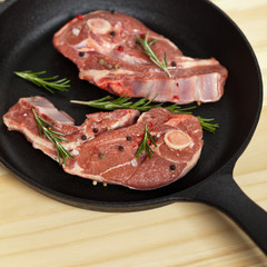 Raw Lamb Chops. Selective focus.