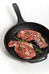 Raw Lamb Chops. Selective focus.