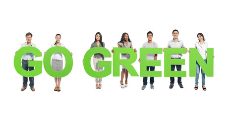 Group People Holding Alphabet Go Green Concept