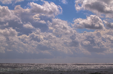Sea with waves and clouds 