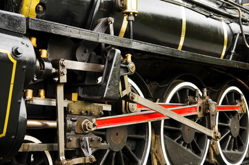 Close-Up Of Steam Train Wheel