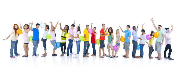 Fototapeta premium Large Group People Celebrating Team Togetherness Concept