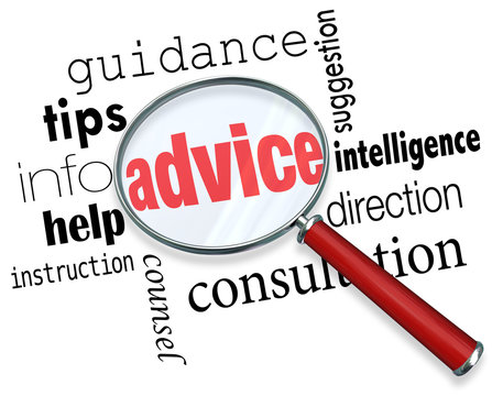 Advice Magnifying Glass Words Guidance Tips Help Information Sup
