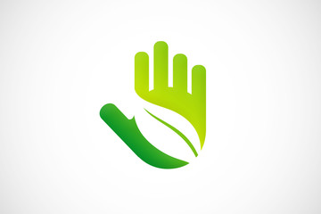Fototapeta na wymiar hand leaf ecology logo