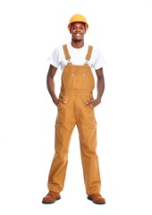 Worker man isolated white background.