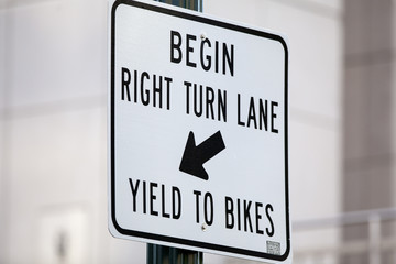 Right Turn Bike Lane Sign