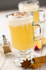 Hot apple punch made of apple juice, ginger, anise, cinnamon