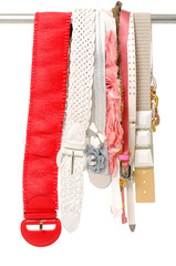 Set of woman many belts.