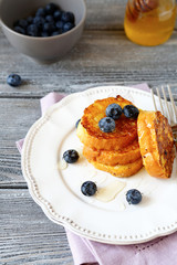 Fresh French toast on white plate