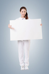 nurse with blank board