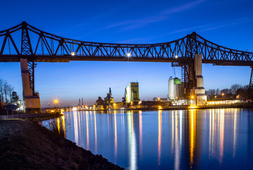 Railway bridge over Kiel canal in Rendsburg, Germany