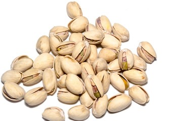 Pistachio Nuts Pile On White Background