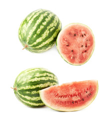Whole watermelon next to a slice