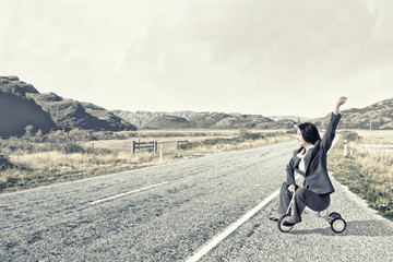 Woman riding bicycle