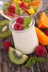 yogurt and fruits