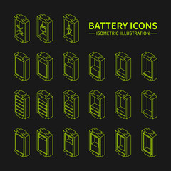 Battery web line icons, symbol, sign and design elements in