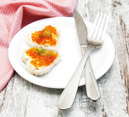 sandwich with red caviar