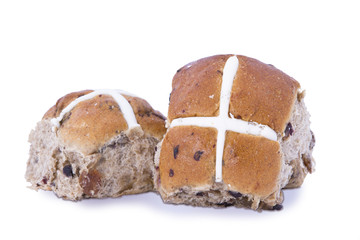 Hot cross buns isolated on white background.