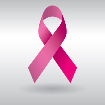 Pink breast cancer ribbon, vector icon