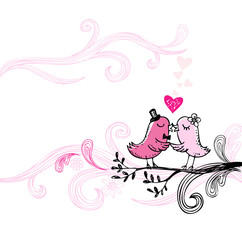 Romantic kissing birds.