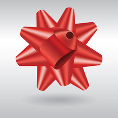 Realistic red gift bow, vector icon