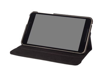 8 inch tablet on a stand isolated on white background