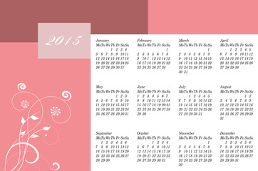 Happy New year 2015 calendar.