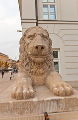 Lion sculpture of Presidential Palace in Warsaw, Poland