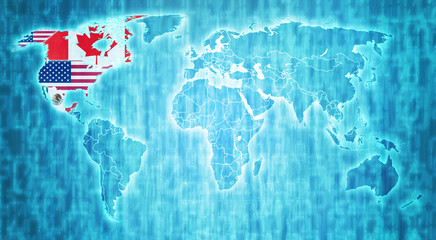 Nafta territory on world map - obrazy, fototapety, plakaty