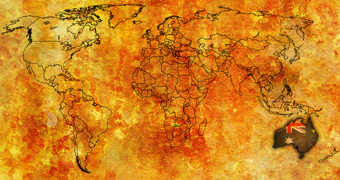 Fototapeta australia territory on world map