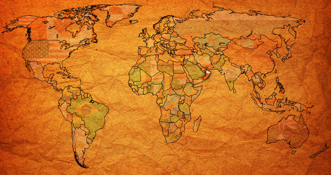 Fototapeta oman territory on world map