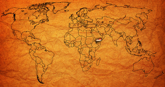 Fototapeta yemen territory on world map