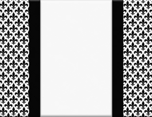 Black and White Fleur De Lis Pattern Textured Fabric with Ribbon © Karen Roach