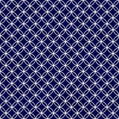 Navy and White Interlocking Circles Tiles Pattern Repeat Backgro