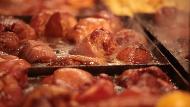 Tasty pork houghs are fried at Christmas fair