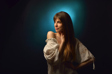 Young pretty woman portrait in studio